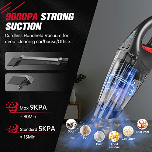 IMINSO Handheld Vacuum Cordless Car Vacuum with 9000PA, Lightweight Rechargeable Hand Vacuum Cordless with LED, Dust Busters, Portable Mini Vacuum, Held Vacuum Cleaner for Car/Home