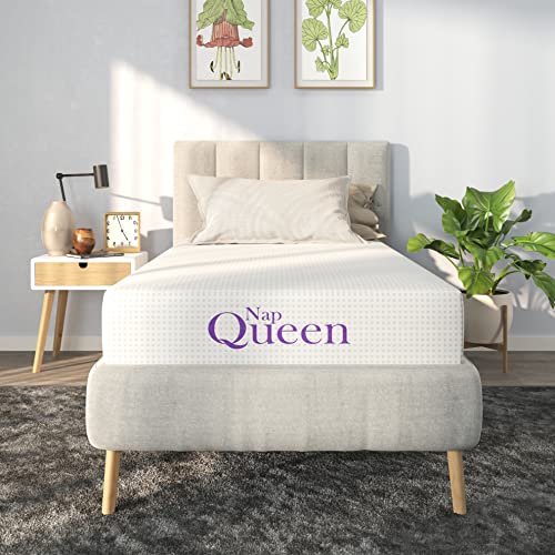 NapQueen 8 Inch Bamboo Charcoal Twin Size Medium Firm Memory Foam Mattress, Bed in a Box