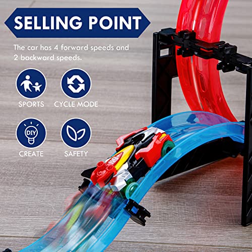 INSGEN Magnetic Slot Car Race Track Sets for Kids - Electric Remote Control Track Builder Toys for Boys Ages 6-12