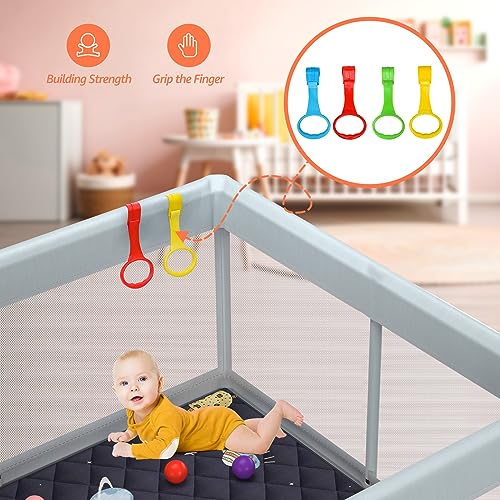 ANJUMY Baby Playpen with Mat Included 50x50 playpen for Babies and Toddlers,Indoor & Outdoor Activity Center,Kids Playpen with Gate,Safety Baby Fence Play Area with 50pcs Ocean Balls,Breathable Mesh