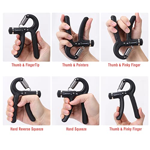FYY Grip Strength Trainer, 2 Pack Hand Grip Strengthener with Adjustable Resistance 11-130 lbs Hand Exerciser for Forearm Strength Muscle Building and Injury Recover Black+Red