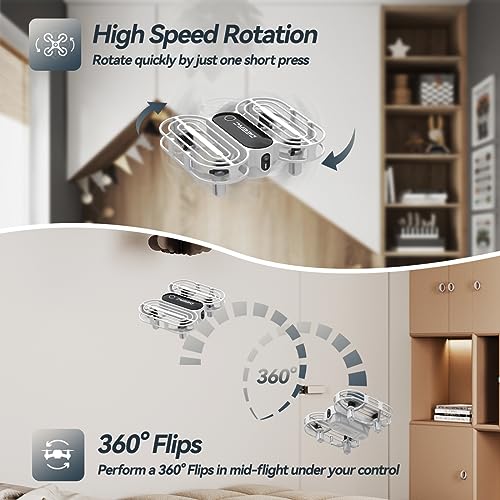 DEERC D11 Mini Drone for Kids and Beginners, Kids Drone with LED RC Quadcopter with Toss to Launch, Circle Fly, 3D Flip, Auto Hovering, 3 Speeds, One Key Takeoff/Landing, 2 Rechargeable Batteries for 16mins, Small Drone Gifts Toys for Boys and Girls