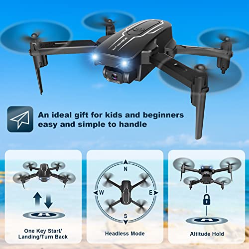 Drone with Camera for Adults Kids - 1080P HD FPV Camera Drones with Carrying Case, Foldable Drone Remote Control Toys Gifts RC Quadcopter for Boys Girls with 2 Batteries, Headless Mode, One Key Start, Speed Adjustment, 3D Flips