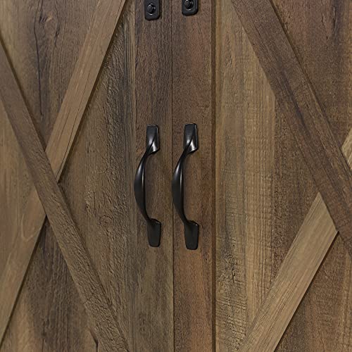 Walker Edison Richmond Modern Farmhouse Sliding Barn Door Stand for TVs up to 65 Inches, Without Fireplace, Rustic Oak