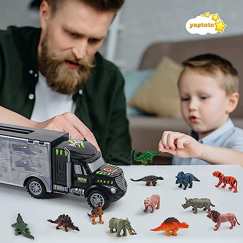 yoptote Dinosaur Toys for Kids 3-5 Kids Toys for 2 3 4 5 Year Old Children Dinosaur Toys for Boys Age 2 3 Year Old Boy Girl Car Trucks with Mat Easter Birthday Gifts Toys for 2 3 4 5 6 Year Old