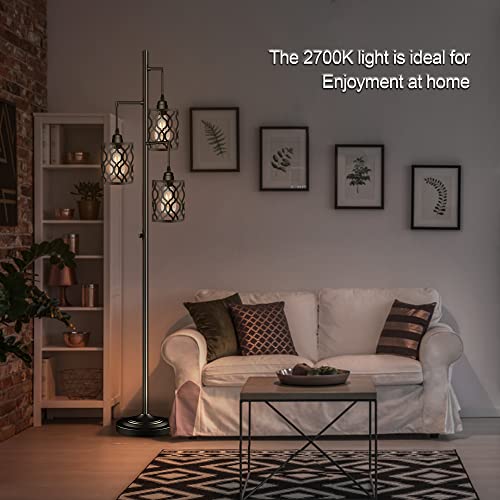 68" Industrial Floor Lamp, Dimmable Farmhouse Floor Lamp for Living Room, 3 Light Rustic Standing Tall Lamp Including 3 PCS 6W E26 Bulbs, Sturdy Base Vintage Floor Lamp for Bedrooms Room, Office, Bar