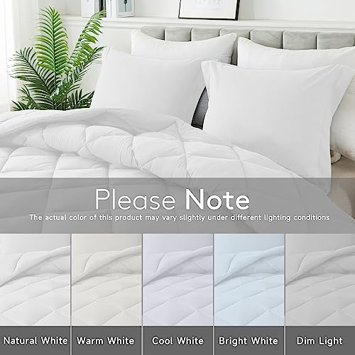HYLEORY Full Size Comforter Set with 2 Pillow Shams - Down Alternative Bed Comforters Bedding Sets for All Season - Lightweight - Machine Washable - White