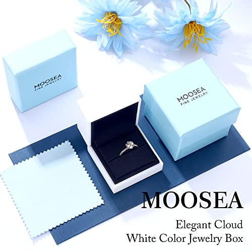 MOOSEA 1.5ct Moissanite Rings for Women, D Color VVS1 Clarity Excellent Cut Lab Created Diamond Rings 14K White Gold Vermeil 6 Claw Moissanite Engagement Rings for Women Jewelry Gifts