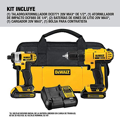 DEWALT Mechanics Tools Kit and Socket Set, 204-Piece (DWMT72165) & 20V MAX* Cordless Drill Combo Kit, 2-Tool (DCK240C2)