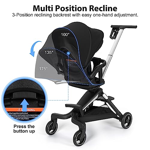 Convenience Stroller Lightweight Stroller Fold Compact Travel Stroller Multiposition Recline, One-Hand Fold Baby Stroller, Cup Holder, Raincover Included