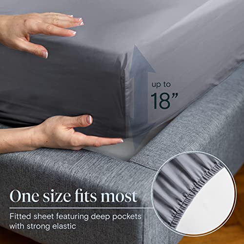 LuxClub 6 PC Sheet Set Bamboo Sheets Deep Pockets 18" Eco Friendly Wrinkle Free Sheets Machine Washable Hotel Bedding Silky Soft - Light Grey Full