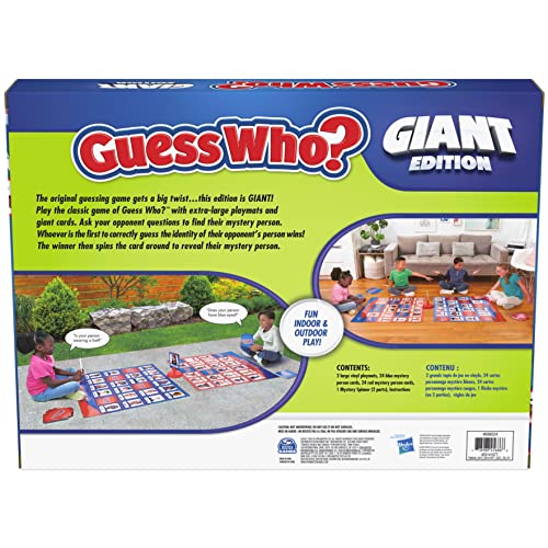 SPIN MASTER GAMES Guess Who? Giant Edition Game for Kids Family Board Game Indoor/Outdoor Games Kids Games with Big Boards, Cards, Spinner, for Kids Ages 8 and Up