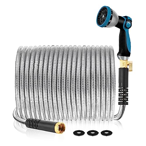 Garden Hose 100 ft Metal - Stainless Steel Water Hose Flexible Garden Hose Lighweight Metal Hose No Kink Water Pipe