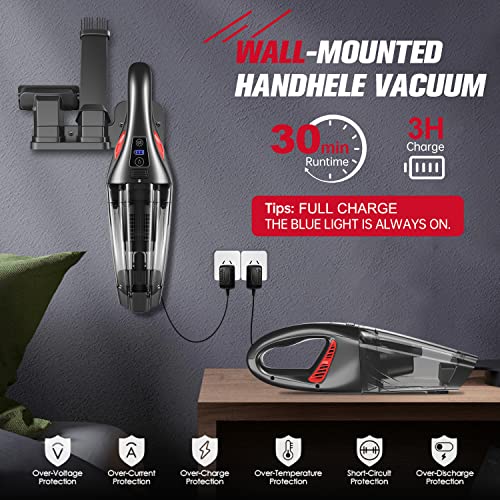 IMINSO Handheld Vacuum Cordless Car Vacuum with 9000PA, Lightweight Rechargeable Hand Vacuum Cordless with LED, Dust Busters, Portable Mini Vacuum, Held Vacuum Cleaner for Car/Home