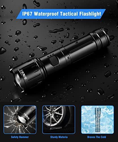 JAY-PARK Flashlights High Lumens Rechargeable, 100000 Lumen Super Bright LED Flashlight Powerful, Handheld USB-C Flashlights Zoomable, High Power Tactical Flash Light for Emergencies, Camping, Daily