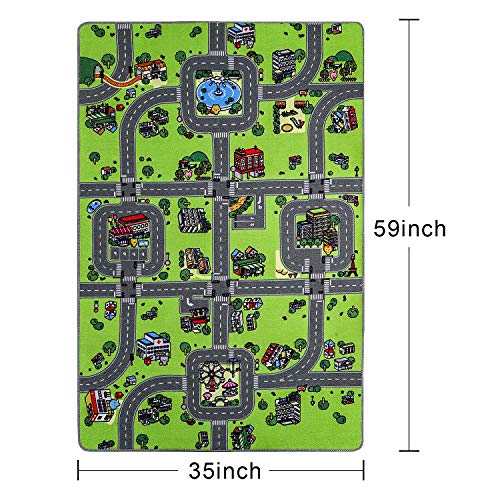 Softlife Kids Carpet Play Mat Rug 35" x 59" City Life Great for Playing with Cars Children Area Rugs for Bedroom Playroom Nursery