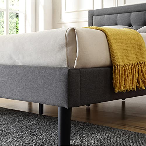 Classic Brands Mornington Upholstered Platform Bed | Headboard and Metal Frame with Wood Slat Support, Full, Grey
