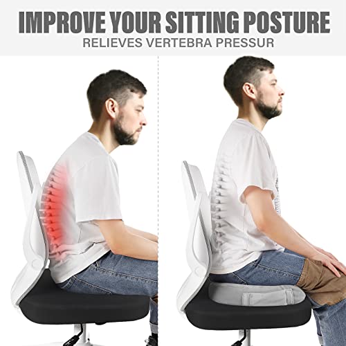 WAOAW Car Seat Cushion, Office Chair Cushions Butt Pillow for Long Sitting, Memory Foam Chair Pad for Back, Coccyx, Tailbone Pain Relief (Grey)