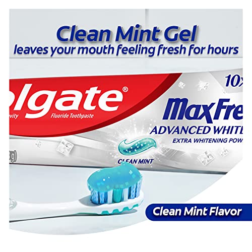 Colgate Max Fresh Toothpaste, Advanced Whitening Toothpaste with Mini Breath Strips, Clean Mint Toothpaste for Bad Breath, Helps Fight Cavities, Whitens Teeth, and Freshens Breath, 6.3 Oz Tube