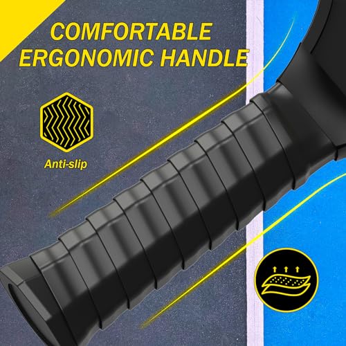 HZE Pickleball Paddles Set of 4, Pickleball Set with Ergonomic Cushion Grip, Wooden Pickleball Paddles Set with 8 Pickleball Balls & 1 Carry Bag for Women Men Beginners & Intermediate Players