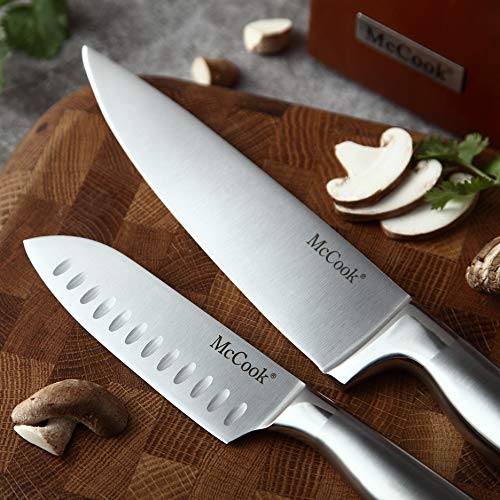 McCook MC29 Knife Sets,15 Pieces German Stainless Steel Kitchen Knife Block Sets with Built-in Sharpener