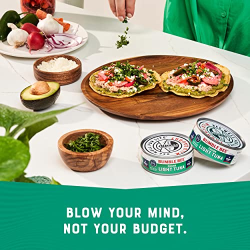 Bumble Bee Chunk Light Tuna In Water, 5 Oz Cans (Pack Of 4) - Wild Caught Tuna - 22g Protein Per Serving - Non-GMO Project Verified, Gluten Free, Kosher - Great For Tuna Salad & Recipes