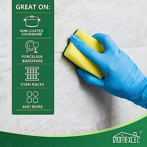 HOMEXCEL 24 Count Heavy Duty Scrub Sponges Kitchen,Small Dish Sponges for Kitchen,Flexible Household Cleaning,3.5"X2.1"X0.9"