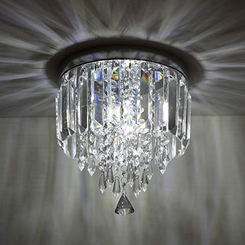 Nobranded Mini Crystal Chandelier Flush Mount Ceiling Light for Bedroom, Hallway, Bar, Kitchen, Bathroom Pendant Lamps