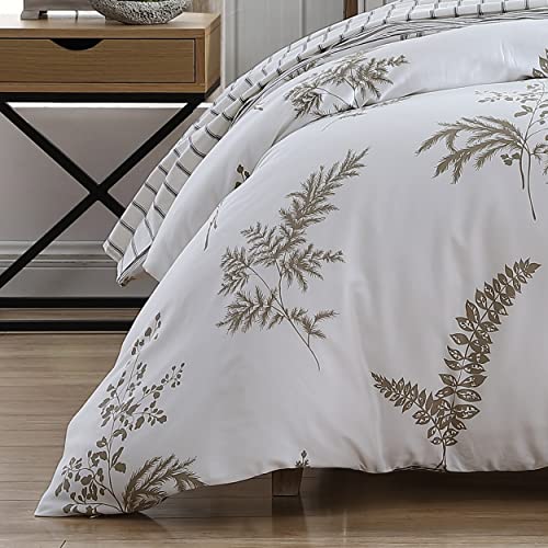 Stone Cottage - King Duvet Cover Set, Cotton Sateen Bedding with Matching Shams, Elegant Home Decor (Willow Tan/Beige, King)