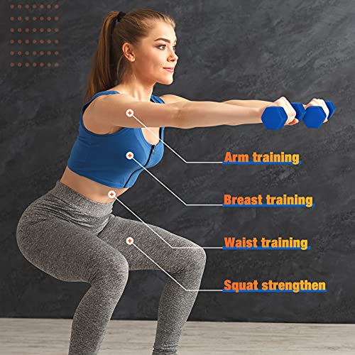 Portzon Weights Dumbbells 10 Colors Options Compatible with Set of 2 Neoprene Dumbbells Set,1-15 LB, Anti-Slip, Anti-roll, Hex Shape