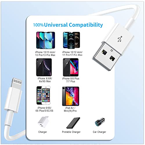 Apple USB Lightning Cable 3Pack 3FT Apple Charger Wire iPhone Fast chaging Cable Apple MFi Certified for iPhone 14/13/12/11 Pro Max/XS MAX/XR/X/8/7/Plus/6S/6/SE/5S/iPad