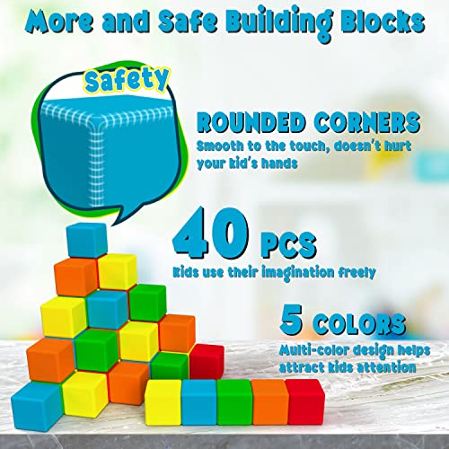 Dolanus Magnetic Blocks for Toddler Toys - 40 Pieces, Max Magnets Strong Magnetic Building Tiles for Kids, STEM Sensory Cube for Preschool, Gift for Boys Girls Age 3 4 5 6 7 Year Old, 1.0 Inch