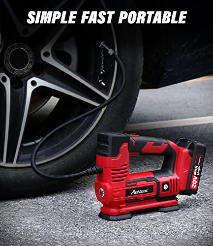 AVID POWER Tire Inflator Portable Air Compressor, 20V Cordless Car Tire Pump w/Rechargeable Li-ion Battery, 12V Car Power Adapter, Digital Pressure Gauge, 150PSI Tire Compressor for Many Inflatables
