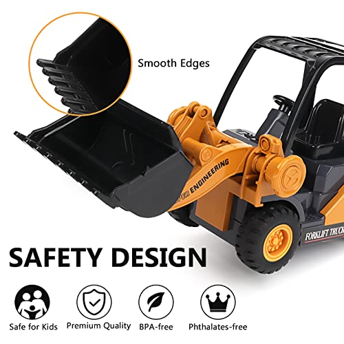 deAO Excavator Toys Set for Toddler Boys Friction Powered Push and Go Construction Truck Toy for Kids 3+ Engineering Vehicle Toys with Excavator & Bulldozer for Boys Girls Gifts