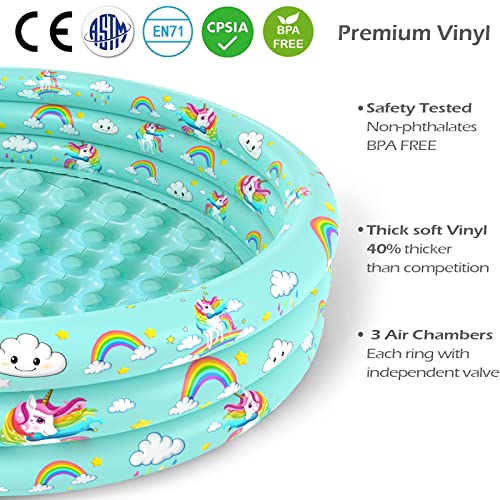 Jasonwell Inflatable Baby Kiddie Pool - Donuts Kids Paddling Pool Toddler Baby Swimming Pool Blow Up Ball Pit Pool Infant Wading Pool for Backyard (59in Unicorn)
