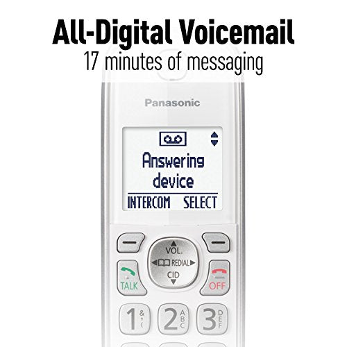 Panasonic Expandable Cordless Phone System with Answering Machine and Call Block - 3 Cordless Handsets - KX-TGD533W (White/Silver)