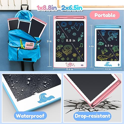 Hockvill LCD Writing Tablet for Kids 3 in 1 Pack, 8.8 Inch Learning Toys for 3 4 5 6 7 8 Year Old Girls Boys, Toddler Drawing Pad Doodle Board Travel Essentials Christmas Birthday Gift for Children