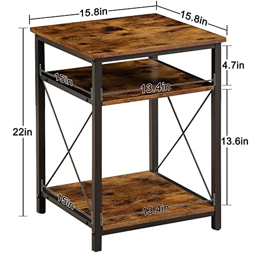 WOODYNLUX Modern Side Table Nightstands Set-of-2 End Table with Storage, Bedside Tables Night Stand with Shelf, Accent Rustic Coffee Table for Sofa, Couch, Bed, Living Room, Bedroom, Rustic