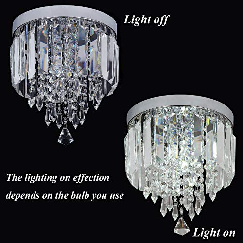 Nobranded Mini Crystal Chandelier Flush Mount Ceiling Light for Bedroom, Hallway, Bar, Kitchen, Bathroom Pendant Lamps