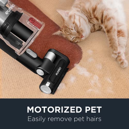 EUREKA Lightweight Cordless Vacuum Cleaner with LED Headlights, 450W Powerful BLDC Motor Convenient Stick and Handheld Vac, Removable Multi-Flooring, Altitude Deluxe + Extra Battery, Red