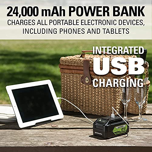 Greenworks 48V 17" Brushless Cordless Lawn Mower + 24V Brushless Drill / Driver, (2) 4.0Ah USB Batteries (USB Hub) and Dual Port Rapid Charger Included (2 x 24V)