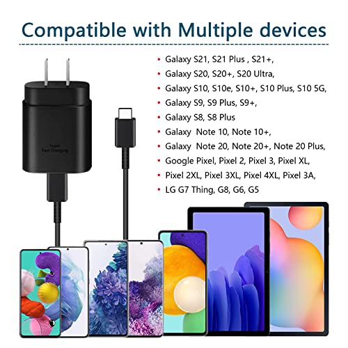 <2Pack> USB C Charger, 25W Samsung Super Fast Charger with Type C Charger Cable 6ft Type C Charger Fast Charging for Samsung Galaxy S23 Ultra/S23/S23+/S22/S22 Ultra/S22+/S21 Ultra/S20 Ultra/Note 20
