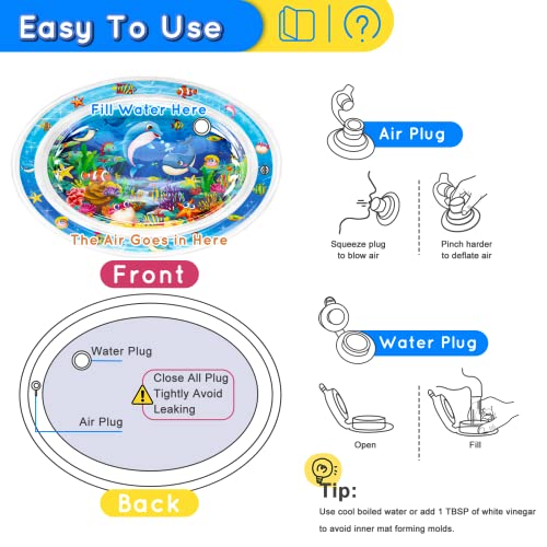 Infinno Tummy Time Mat Premium Baby Water Mat, Baby Toys for 3-6 6 to 12 Months Girl and Boy Infants, Perfect Baby Gift, Blue Ocean Theme