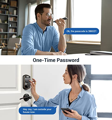 Veise Fingerprint Door Lock with 2 Lever Handles - Keyless Entry Door Lock with Handle, Electronic Keypad Deadbolt Front Door Lock Set, Auto Lock, 1 Touch Locking, Easy Installation, Oil Rubbed Bronze