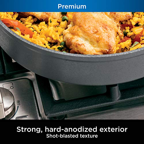 Ninja C39500 Foodi NeverStick Premium Hard-Anodized 10-Piece Cookware Set, Guaranteed to Never Stick, Nonstick, Durable, Oven Safe to 500°F, Slate Grey