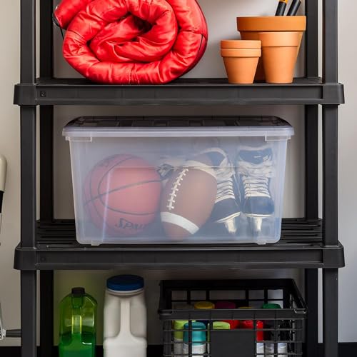 IRIS USA 4 Pack 72qt Clear View Plastic Storage Bin with Lid and Secure Latching Buckles