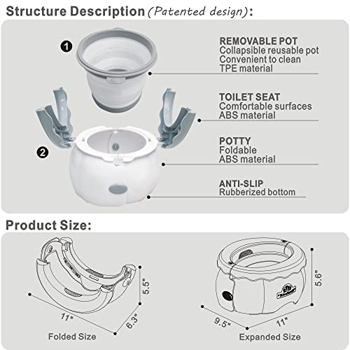 BlueSnail Travel Potty for Toddlers, Portable Car Potty with Storage Bag (White)