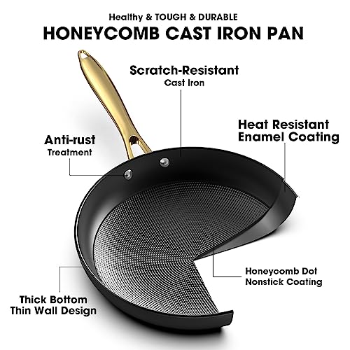 imarku Non Stick Frying Pans, Nonstick Cast Iron Skillets 3 Pcs - 8 Inch, 10 Inch and 12 Inch Nonstick Frying Pan Set, Professional Frying Pans Set, Nonstick Pan with Stay Cool Handle, Christmas Gifts