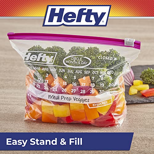Hefty Slider Storage Calendar Bags, Quart Size, 40 Count (Pack of 4)