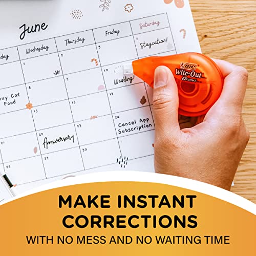BIC Wite-Out Brand EZ Correct Correction Tape, 19.8 Feet, 4-Count Pack of white Correction Tape, Fast, Clean and Easy to Use Tear-Resistant Tape, Great Stocking Stuffers for Teachers
